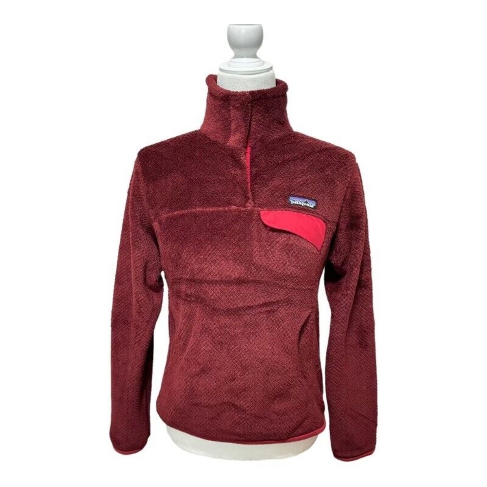 Patagonia Re-Tool Snap T Deep Pile Fleece Jacket Maroon Womens XS - Nice!